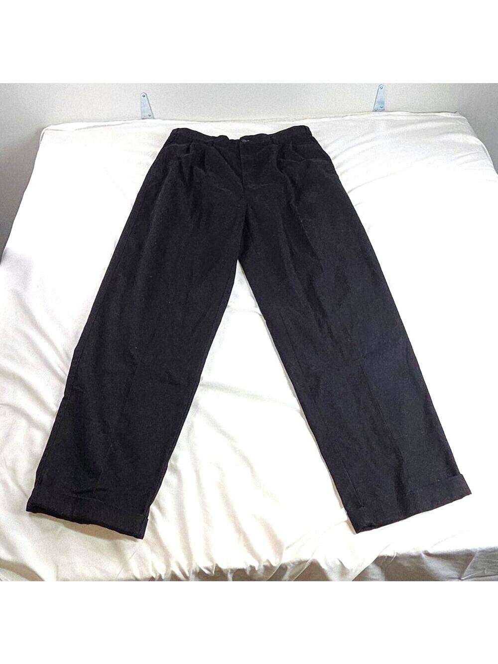 Puritan Men's 34x32 Black Dress Trousers Pleated Front Cotton Blend Vintage